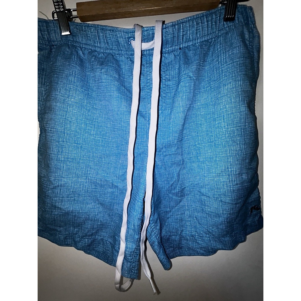 Rusty Surf Swim Trunks Men SM Blue Geo printDrawstring Pockets Semi Lined beach